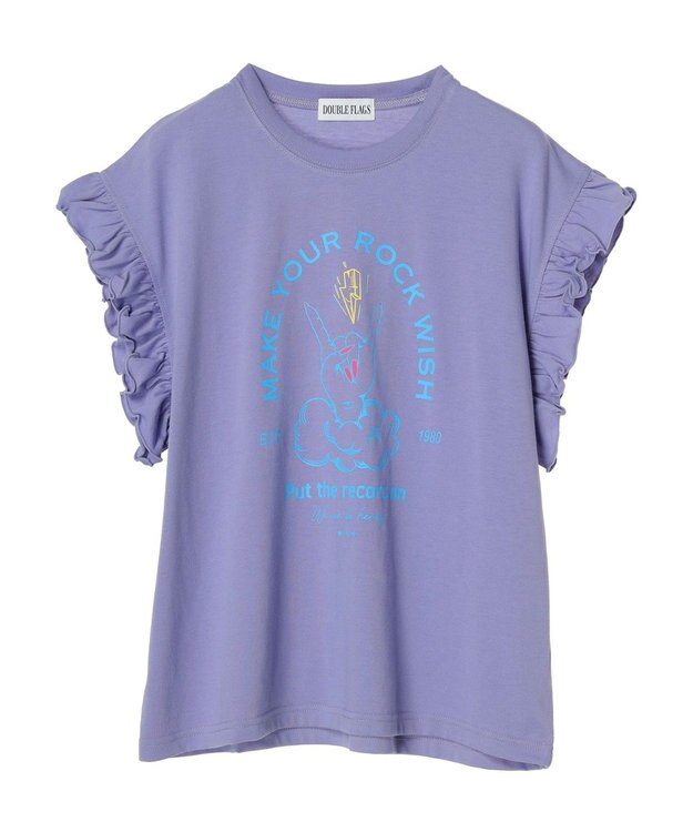 Green Parks ・ＤｏｕｂｌｅＦｌａｇｓ　フリルショルダープリントＴＥＥ Purple