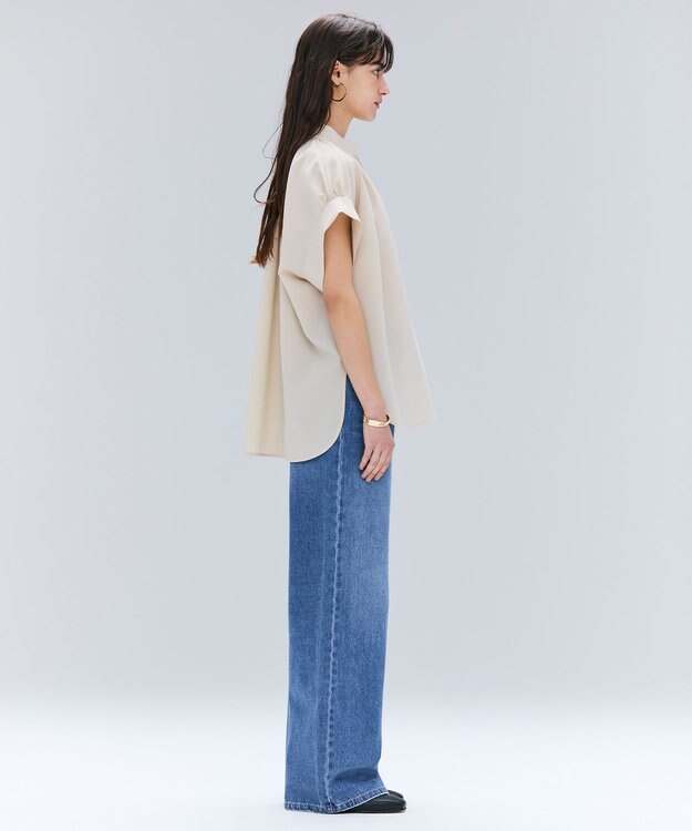 BEIGE， 【洗える/接触冷感/速乾/UVケア対応】BATEAU / Vネックバックギャザーハーフスリーブブラウス Beige