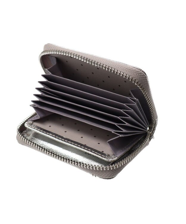 UNBILLION ペルケ perche / ドット刺繍ジャバラチャームウォレットショルダー シルバー