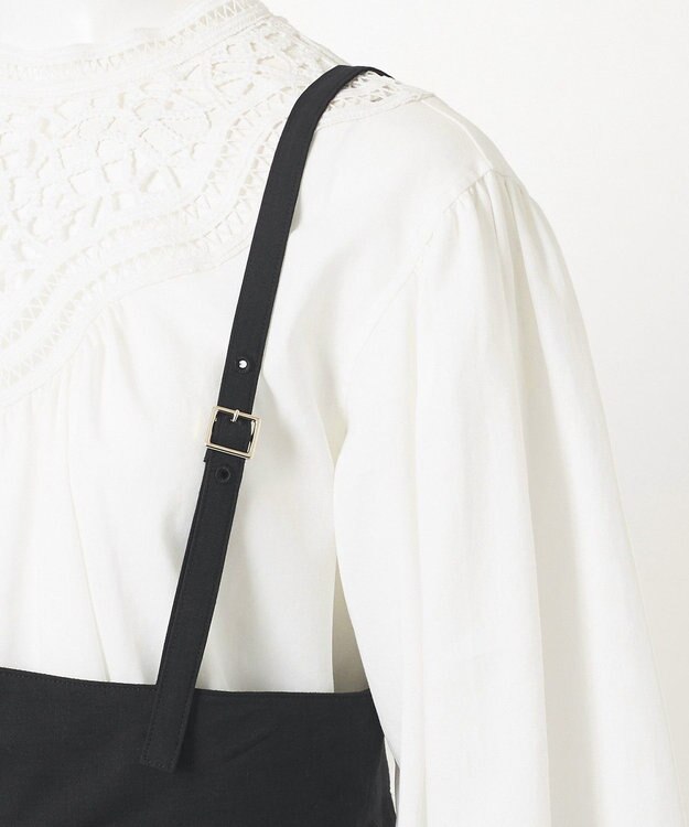 23区 L 【GOLD LABEL】クリスピーリネンストレッチ サスペンダーパンツ ブラック系