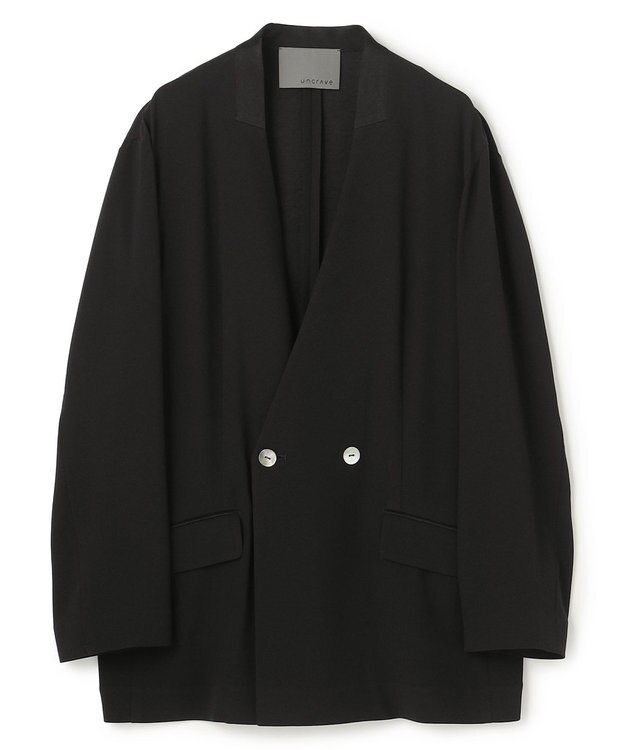 uncrave バックサテンジョーゼット ノーカラージャケット ブラック
