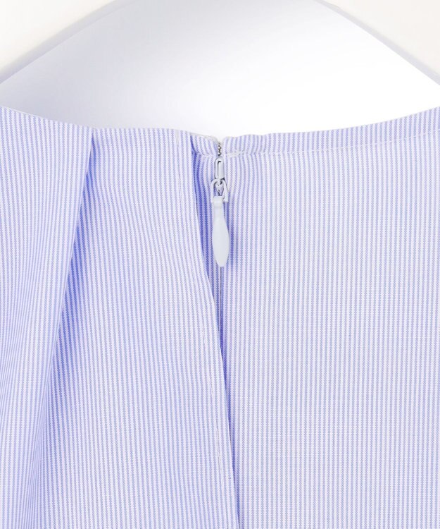 ICB 【洗える】クリーンブロード ラッフルデザインブラウス ブルーストライプ系