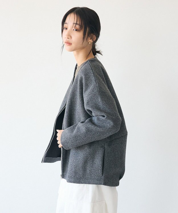 CRAFT STANDARD BOUTIQUE 圧縮ウール風ZIP付きジャケット Charcoal Gray