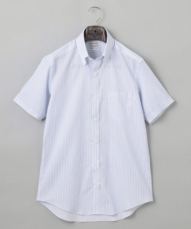 GOTAIRIKU 春夏向け【形態安定】SUMMERPREMIUMPLEATS_ボタンダウンカラー 半袖ドレスシャツ(25年モデル) ブルーストライプ