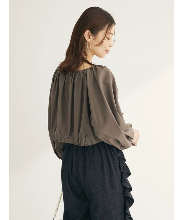 Green Parks ■ＥＳＣＡＲ　ギャザーショートプルオーバー Gray Beige