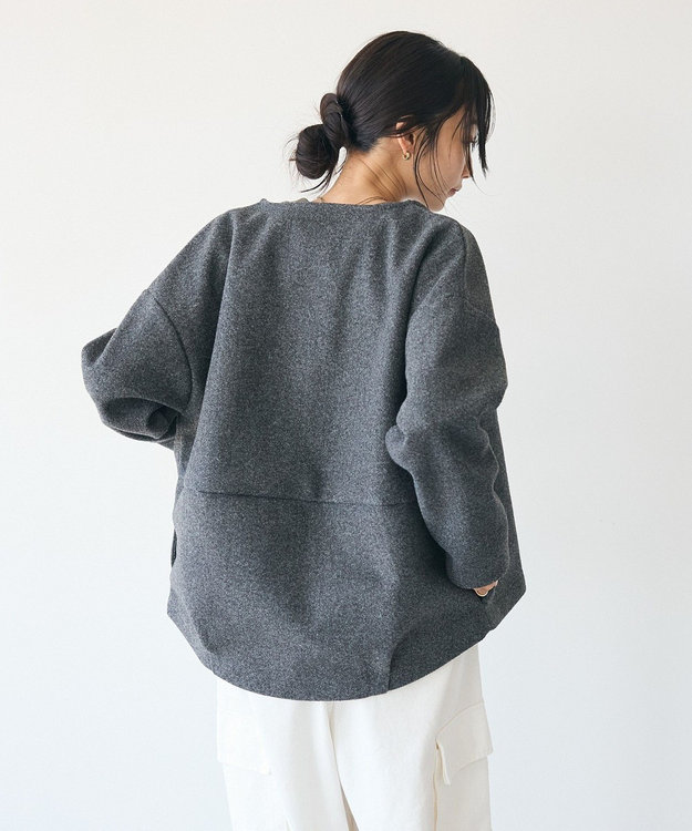 CRAFT STANDARD BOUTIQUE 圧縮ウール風ZIP付きジャケット Charcoal Gray