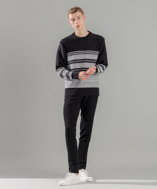 JOSEPH HOMME レボソジャガード 　クルーネックニット ブラック系3