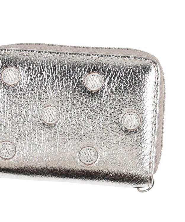 UNBILLION ペルケ perche / ドット刺繍ジャバラチャームウォレットショルダー シルバー