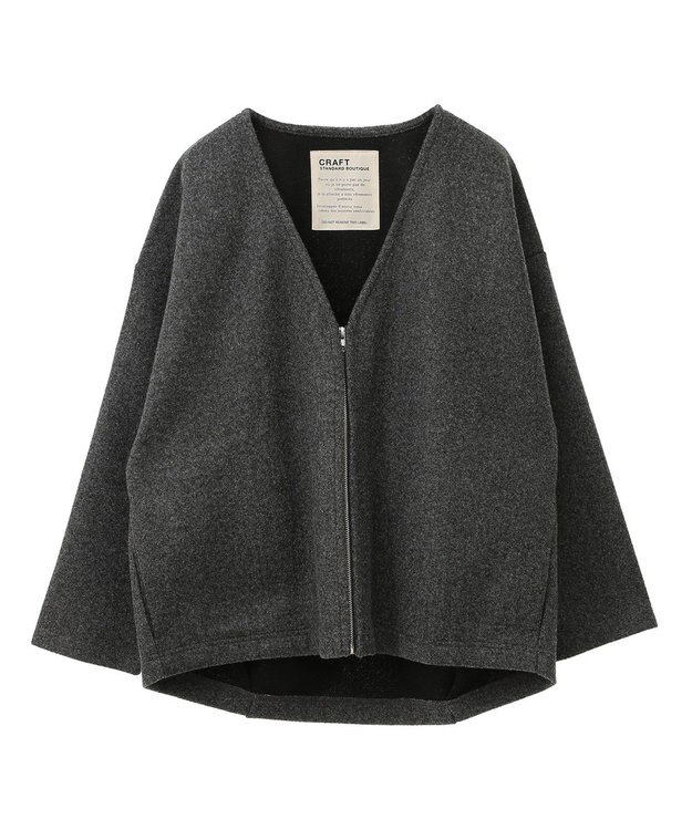 CRAFT STANDARD BOUTIQUE 圧縮ウール風ZIP付きジャケット Charcoal Gray