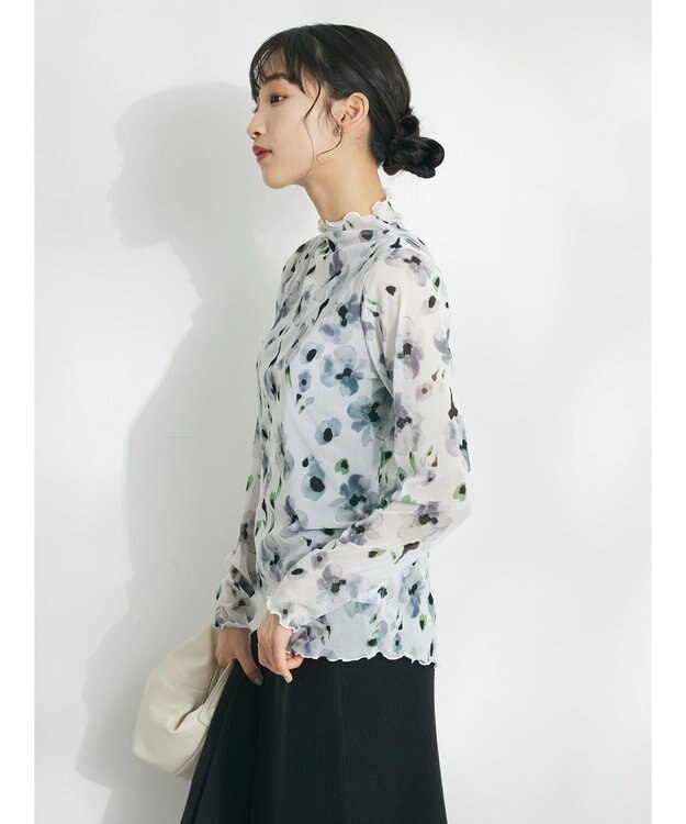 CRAFT STANDARD BOUTIQUE プリント柄スタンドネックプルオーバー Off White