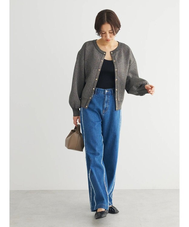 Green Parks ・ＥＬＥＮＣＡＲＥ　ＤＵＥ　２ｗａｙ　ラメカーディガン Black