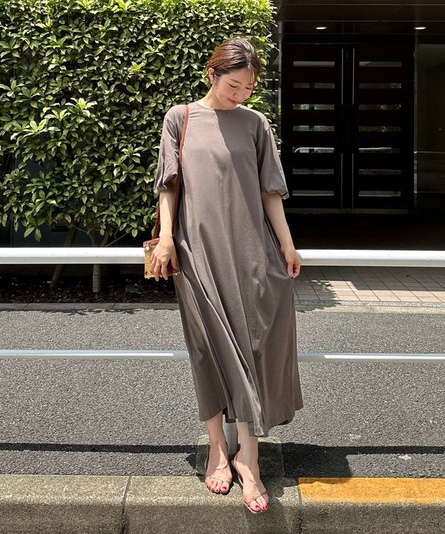 UNFILO 【吸水速乾/マシンウォッシャブル】CVC天竺 ワンピース ダークブラウン系