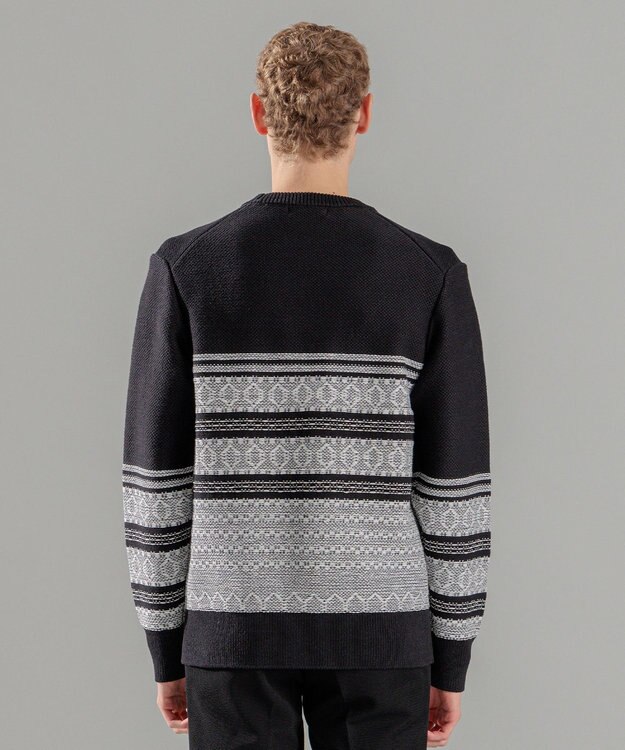 JOSEPH HOMME レボソジャガード 　クルーネックニット ブラック系3
