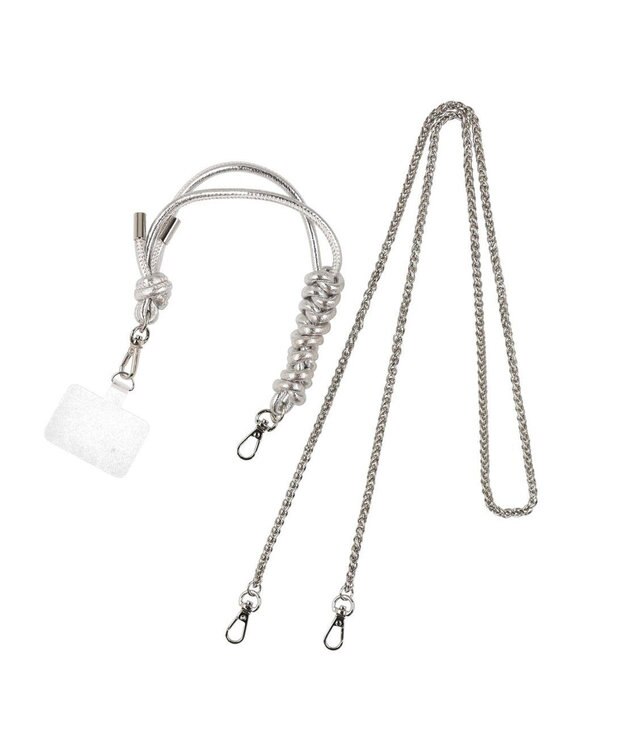 UNBILLION ペルケ perche / ドット刺繍ジャバラチャームウォレットショルダー シルバー