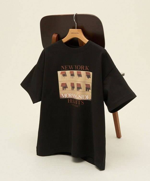 AMERICAN HOLIC ロゴ＆フォトプリントTシャツ Black