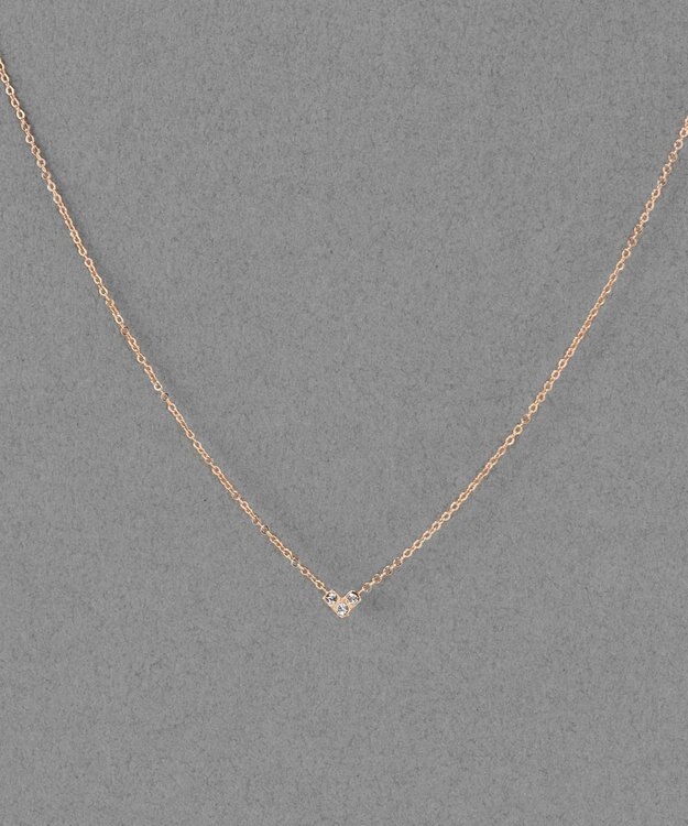 Phoebe 【金属アレルギー対応】スリービジューミニハートネックレス シャンパンゴールド