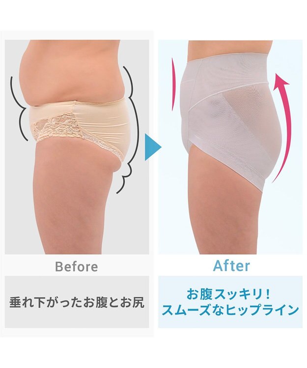 BRADELIS New York 【Yukine inc. 】ゆきねえモアソフト快適ショーツ25 接触冷感 補整 補正下着 深め ハイウエスト グレージュ