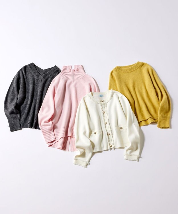 組曲 【8色展開・手洗い可】ウールカシミヤミックス Vネックニット チャコールグレー系