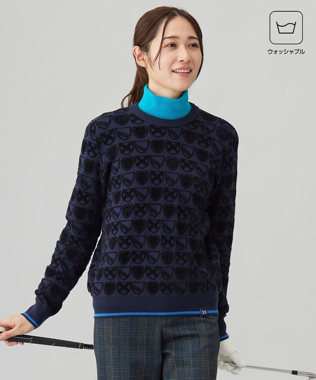 23区GOLF 【WOMEN】エンブレムジャガード ニット ネイビー系5