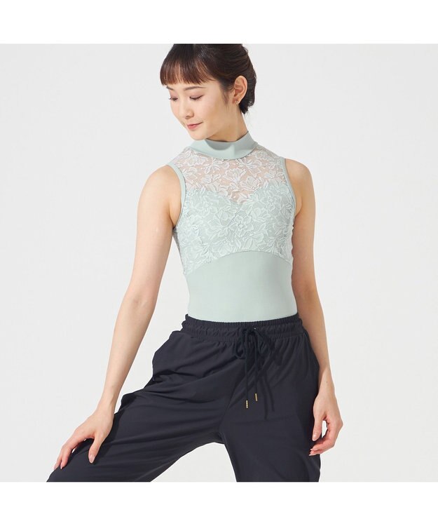 Chacott ◎【Nela ライン】ハイネックレオタード アクアグリーン