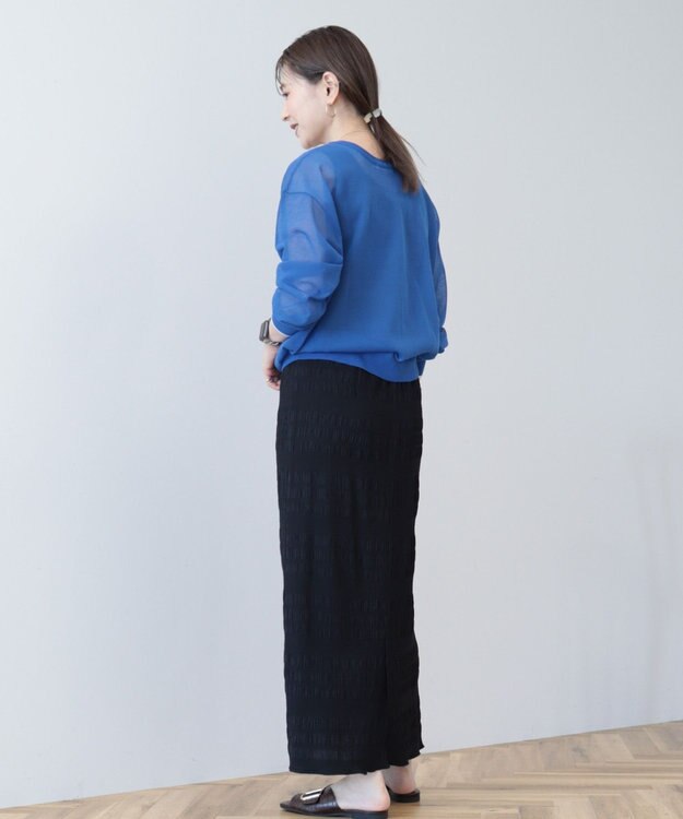 AMERICAN HOLIC バイカラーシアーニットカーディガン Blue