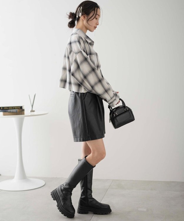 WEGO オンブレチェックショートシャツ ホワイトチェック1