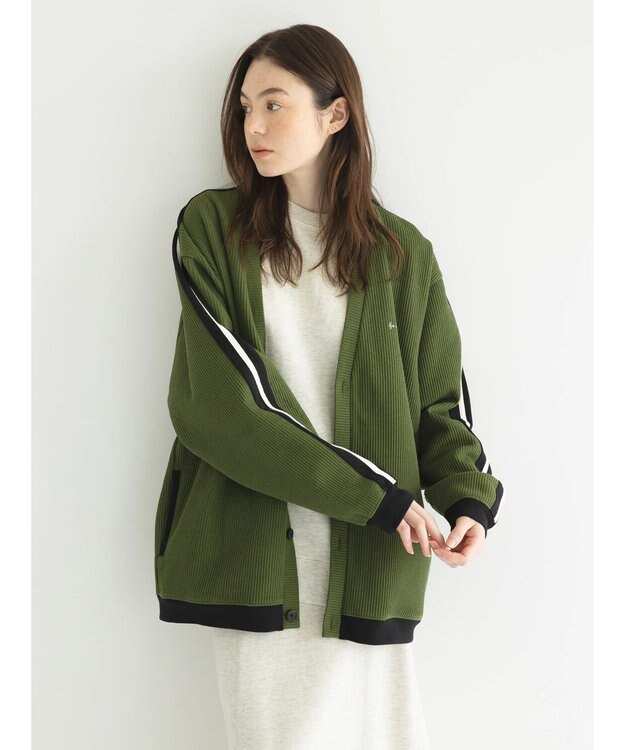 CRAFT STANDARD BOUTIQUE 【リサイクル】ラインカーディガン Khaki