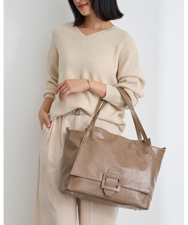 MioFIRANO バックル付きトートバッグ＆ショルダーバッグセット 2WAY A4サイズ対応　FIRANO フィラノ GREIGE