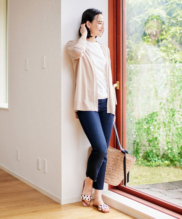 UNFILO L 【Oggi 6月号掲載】BEAUTY FORM フレンチスリーブTシャツ ホワイト