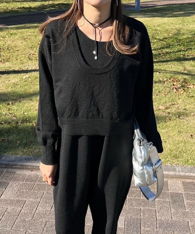 Green Parks ２ＷＡＹ　ショート丈ニットプルオーバー Black