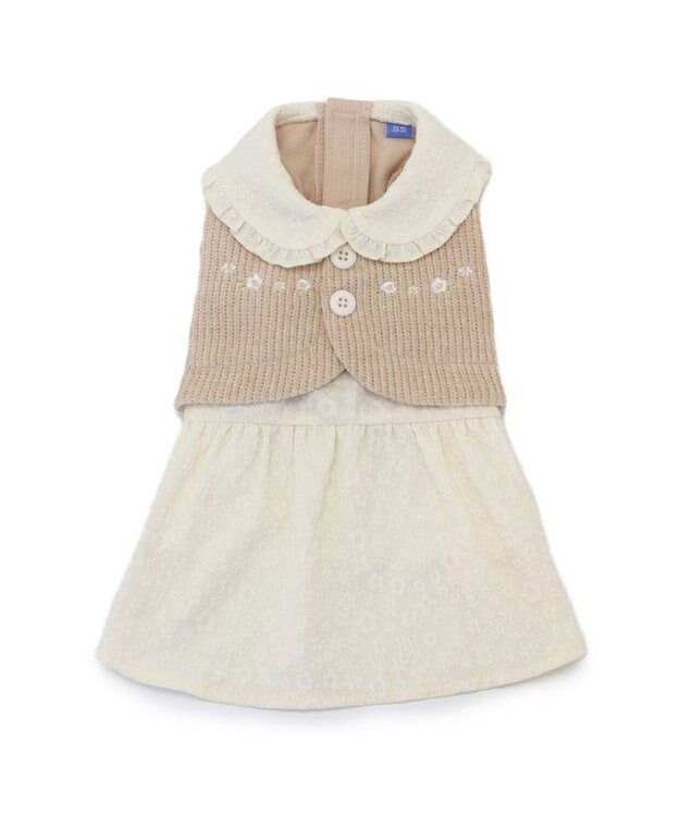 PET PARADISE ペットパラダイス カーディガン ワンピース 小型犬 ベージュ×ホワイト