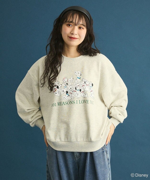 Green Parks １０１匹わんちゃん／プリント裏毛スウェット Oatmeal