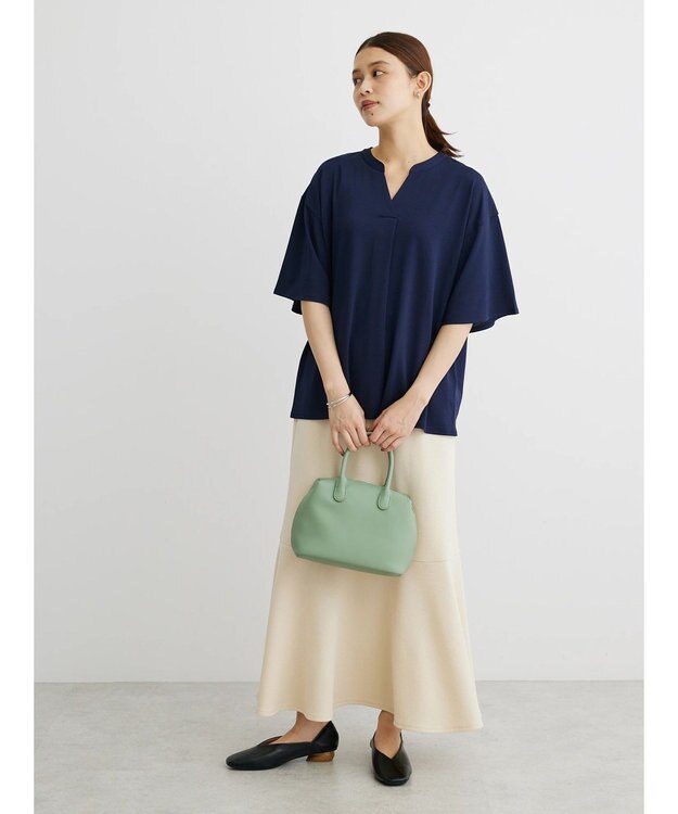 Green Parks BEST PRICE  スキッパー５分袖ブラウソー Dark Navy