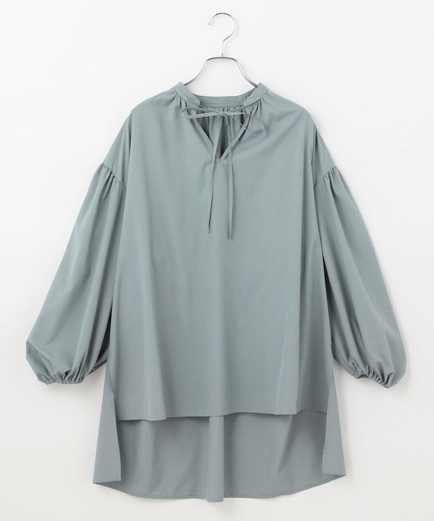 #Newans 【ANSWER for 男の子ママ】スリットネックパフスリーブブラウス ブルーグレー系