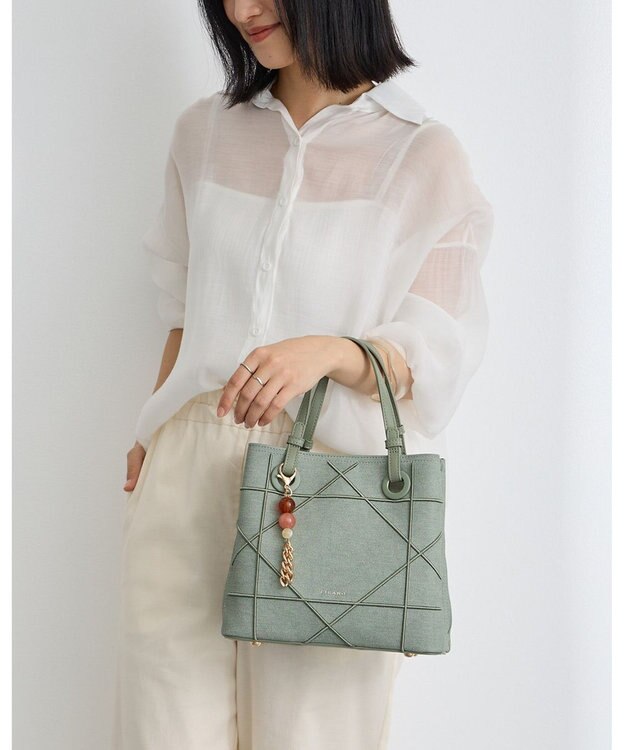 MioFIRANO カジュアルシッククロスラインハンドバッグ 2WAY チャーム付き　FIRANO フィラノ GREEN