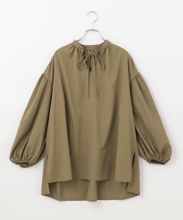 #Newans 【ANSWER for 男の子ママ】スリットネックパフスリーブブラウス カーキ系