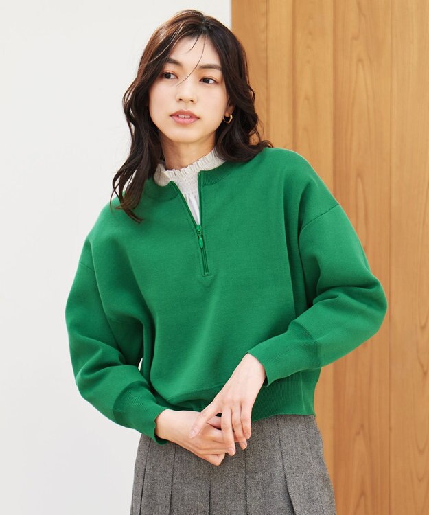 ANY ミラノリブジップニット グリーン