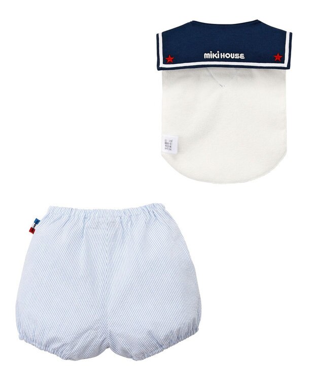 MIKI HOUSE HOT BISCUITS スタイ＆ブルマ ギフトセット【BOX付き】 白×ブルー