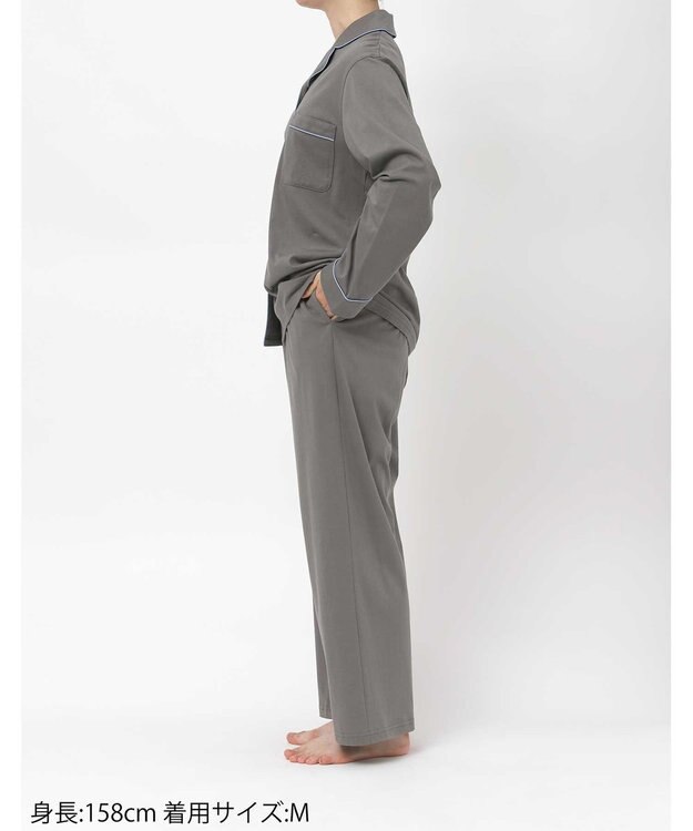 une nana cool 【綿100%】なめらかハイゲージ天竺パジャマ MADE WITH LIBERTY FABRIC チャコールグレー