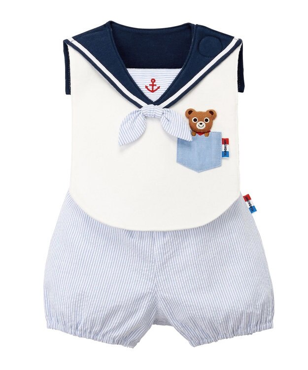 MIKI HOUSE HOT BISCUITS スタイ＆ブルマ ギフトセット【BOX付き】 白×ブルー