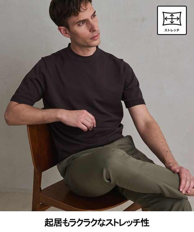 GOTAIRIKU 仕事で着られる綿パン【吸水速乾/ストレッチ/折り目加工】クールマックスコットンパンツ_ノータック（26年モデル） ダークグリーン/26年限定色