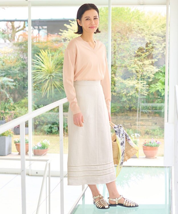 自由区 【XSサイズ～/洗える】シャインハイゲージ ニット ローズ系