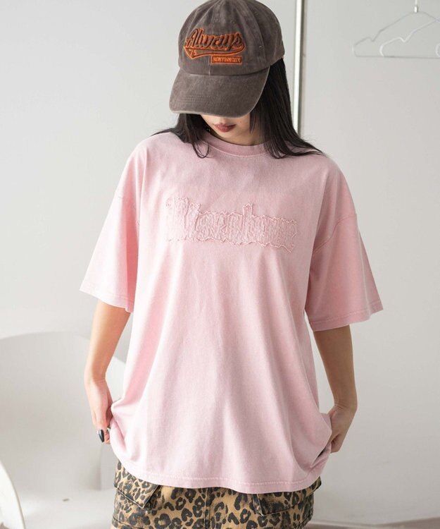 WEGO ヴィンテージウォッシュグラフィックビッグT ピンク