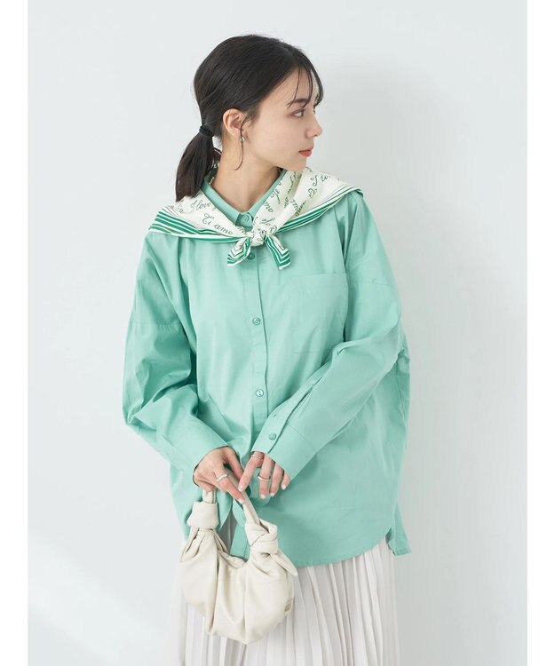 earth music&ecology ポプリンボックスシャツ Mint