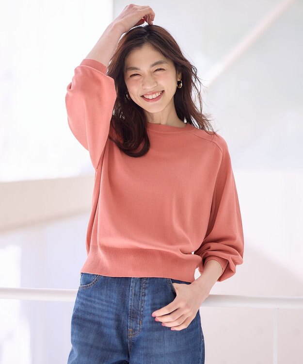 ANY 【洗濯機可】スプリングラグランニット コーラルピンク