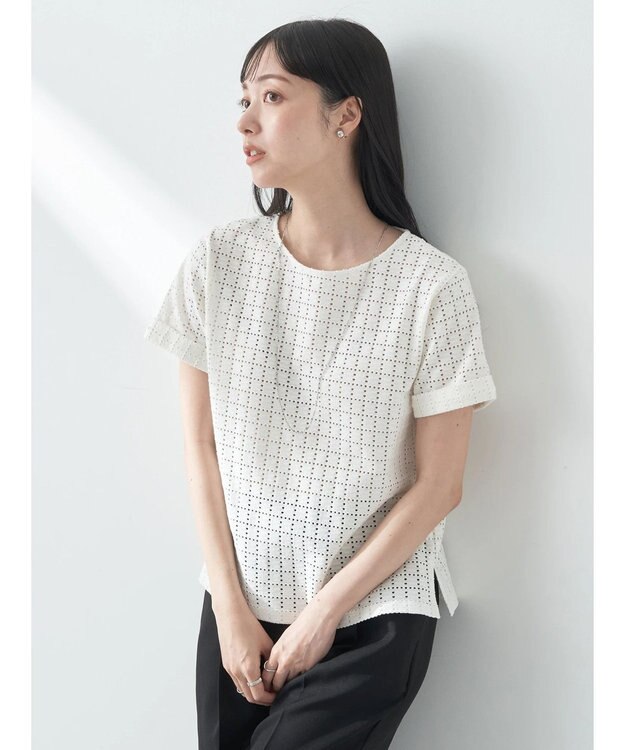 earth music&ecology ジャガードレースプルオーバー Ivory