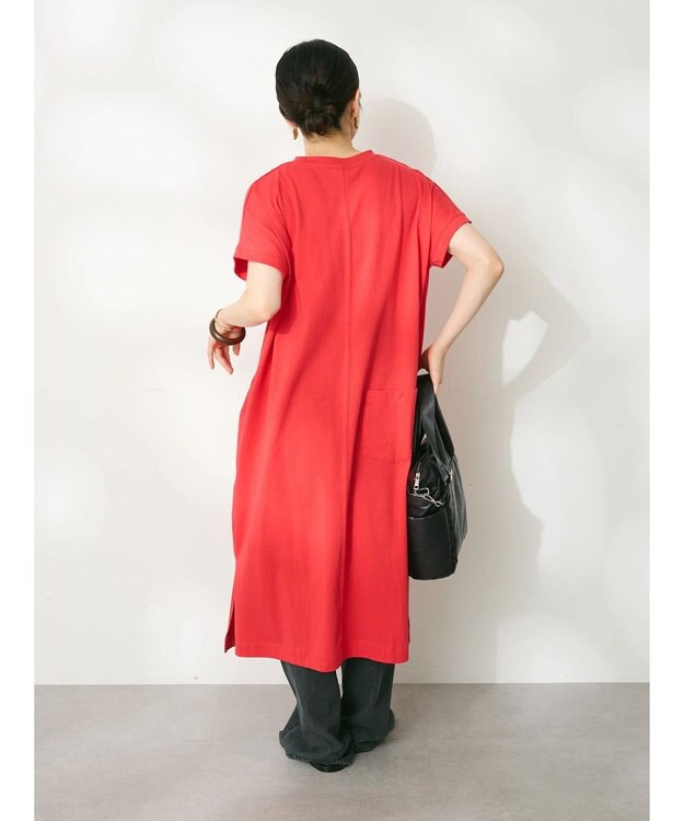 CRAFT STANDARD BOUTIQUE ヴィンテージ風天竺ワンポイントワンピース Gray Beige