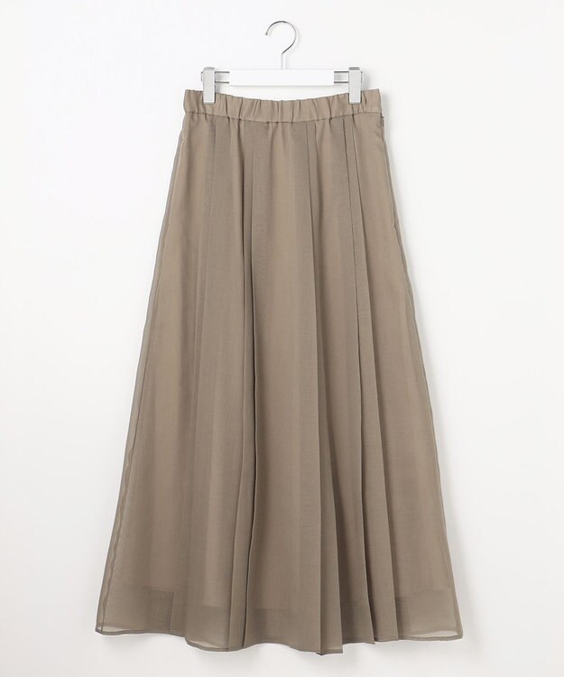 自由区 オーガンジープリーツ スカート カーキ