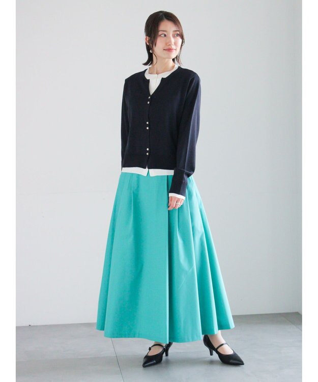 Te chichi 配色レイヤードカーディガン ネイビー