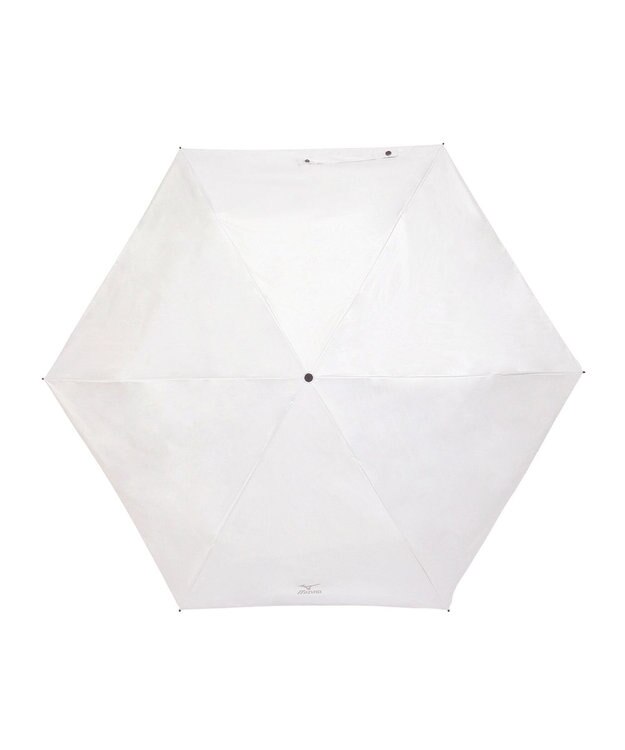 MOONBAT 【WEB限定】MIZUNO  (ミズノ) 無地 ロゴ 日傘 折りたたみ傘 パラソル 晴雨兼用 軽量 一級遮光  遮熱効果 遮光率100% UV遮蔽100% ホワイト